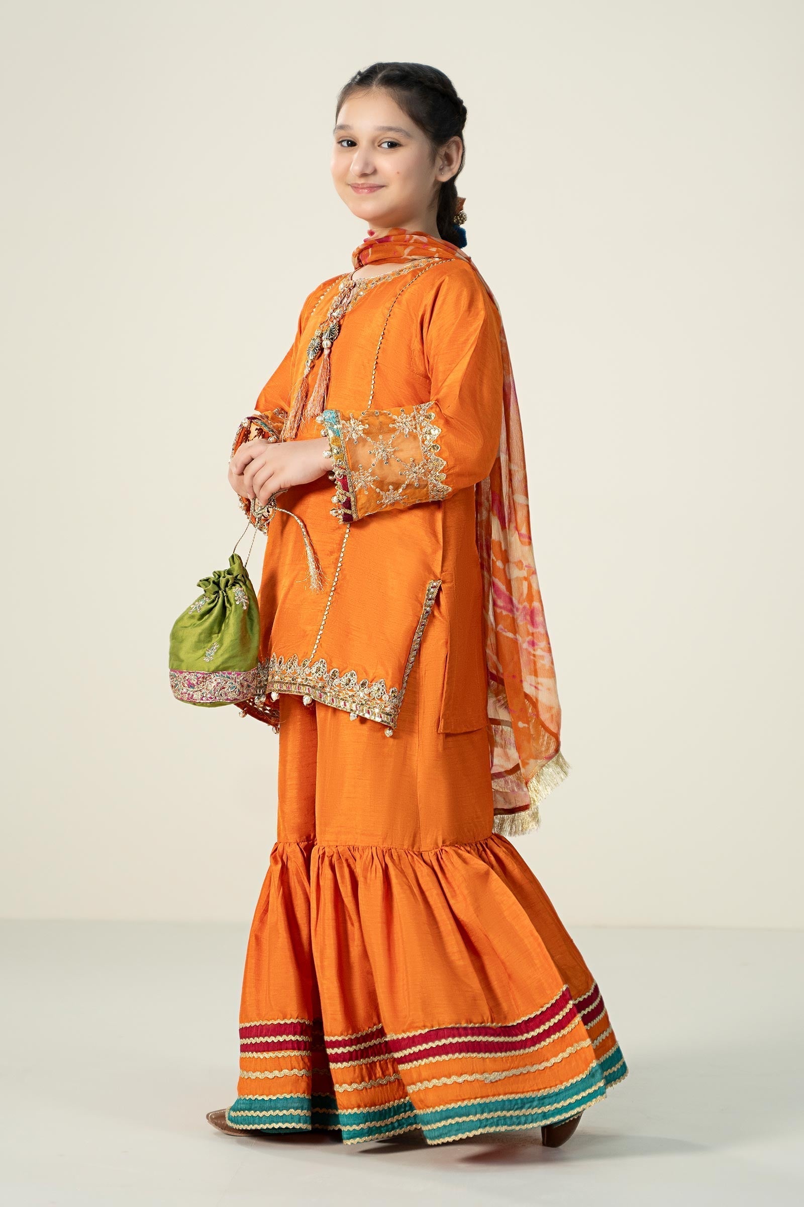 Maria B | 3 Piece Embroidered Raw Silk Suit | MKS-W24-31 - House Of Zarish