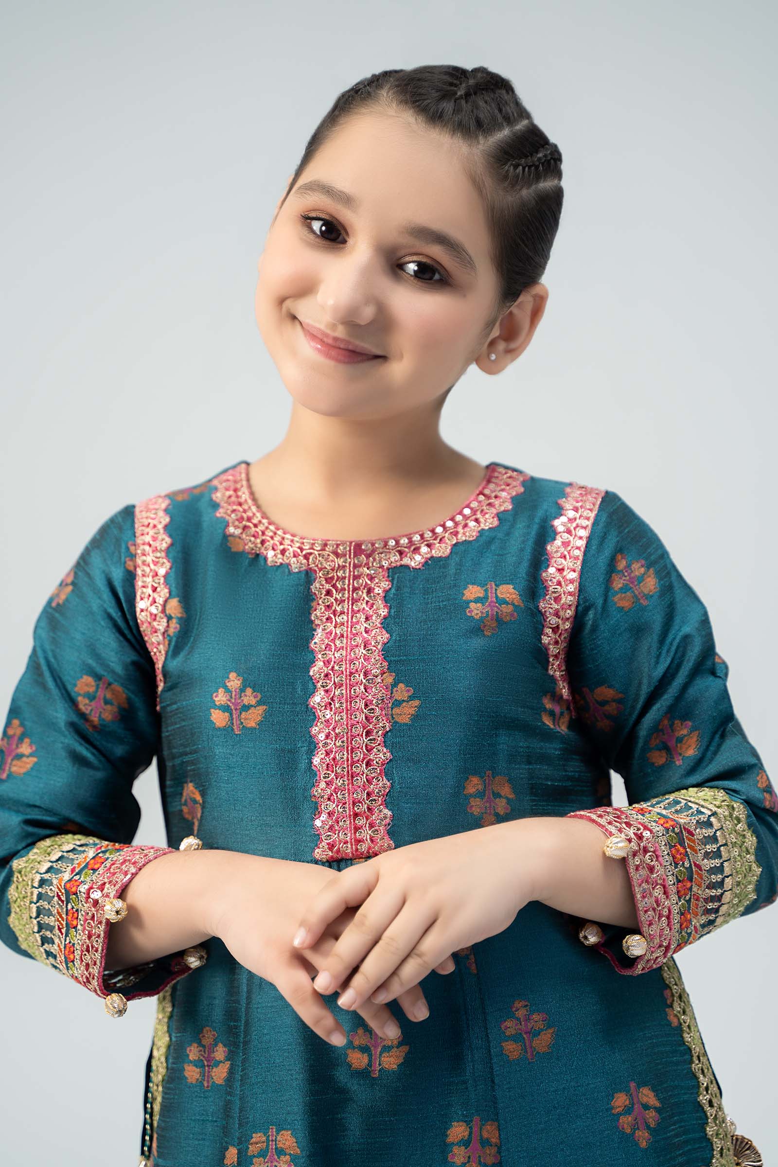 Maria B | 3 Piece Embroidered Raw Silk Suit | MKS-W24-33 - Libasekhas