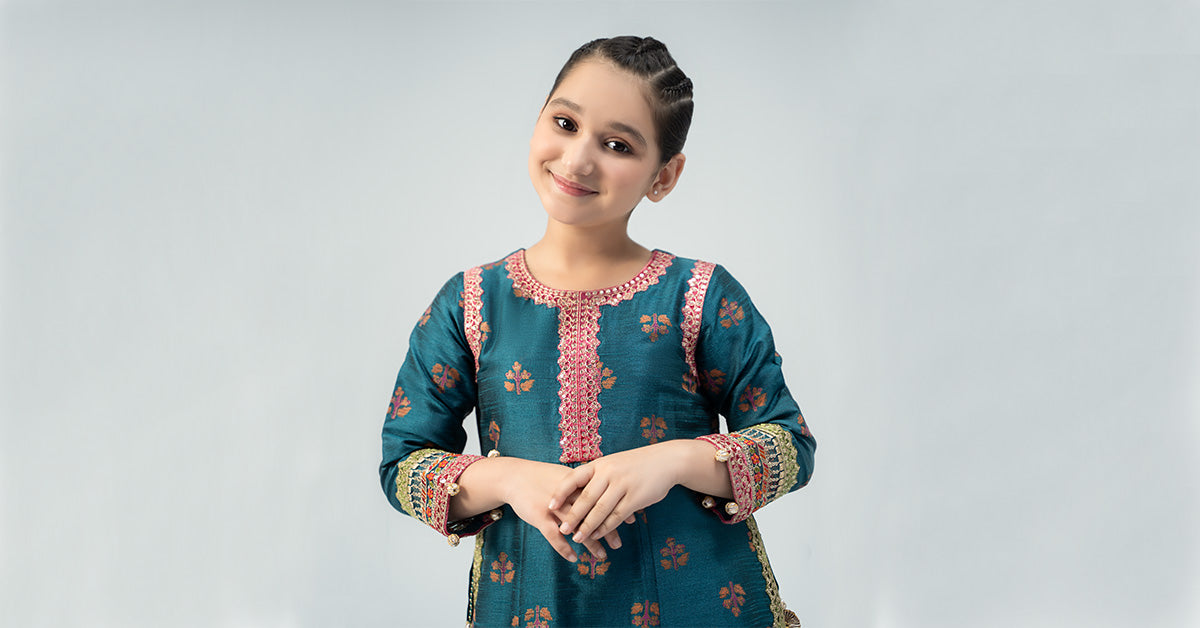 Maria B | 3 Piece Embroidered Raw Silk Suit | MKS-W24-33 - Libasekhas