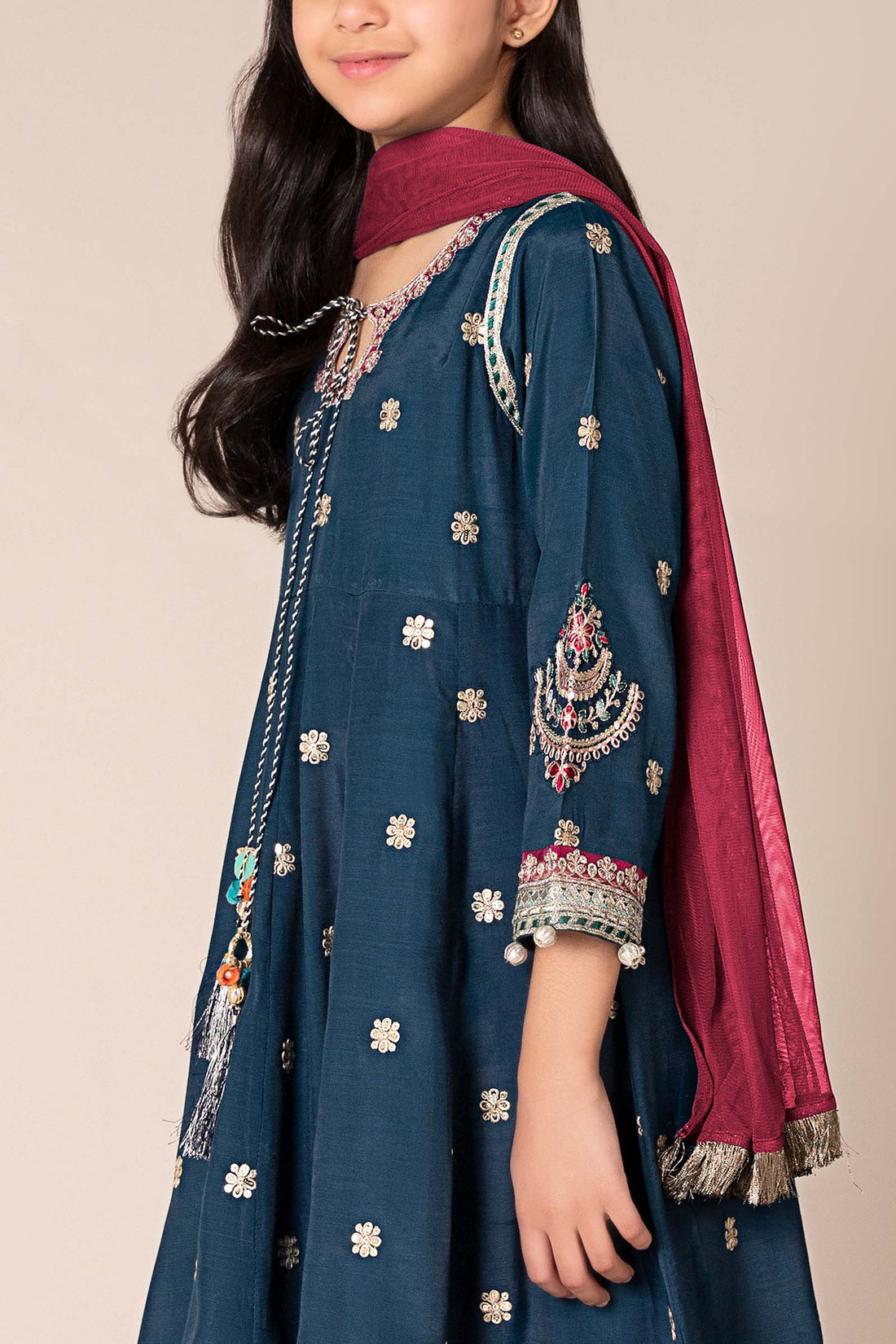 Maria B | 3 Piece Embroidered Raw Silk Suit | MKS-EF25-07 - House Of Zarish