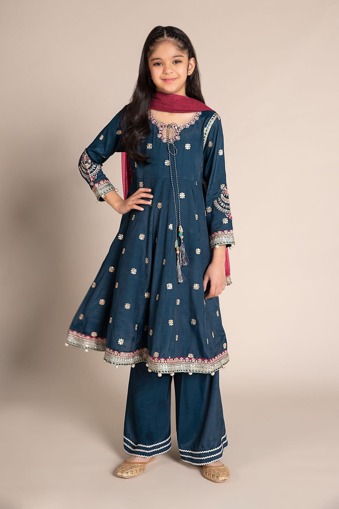 Maria B | 3 Piece Embroidered Raw Silk Suit | MKS-EF25-07 - House Of Zarish
