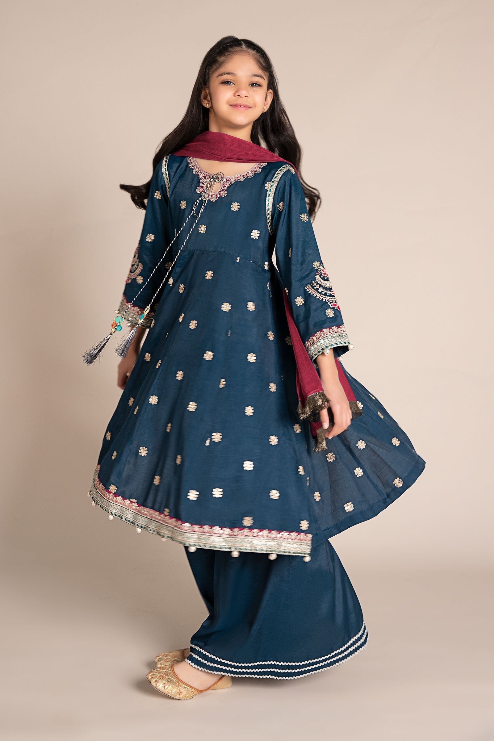 Maria B | 3 Piece Embroidered Raw Silk Suit | MKS-EF25-07 - House Of Zarish