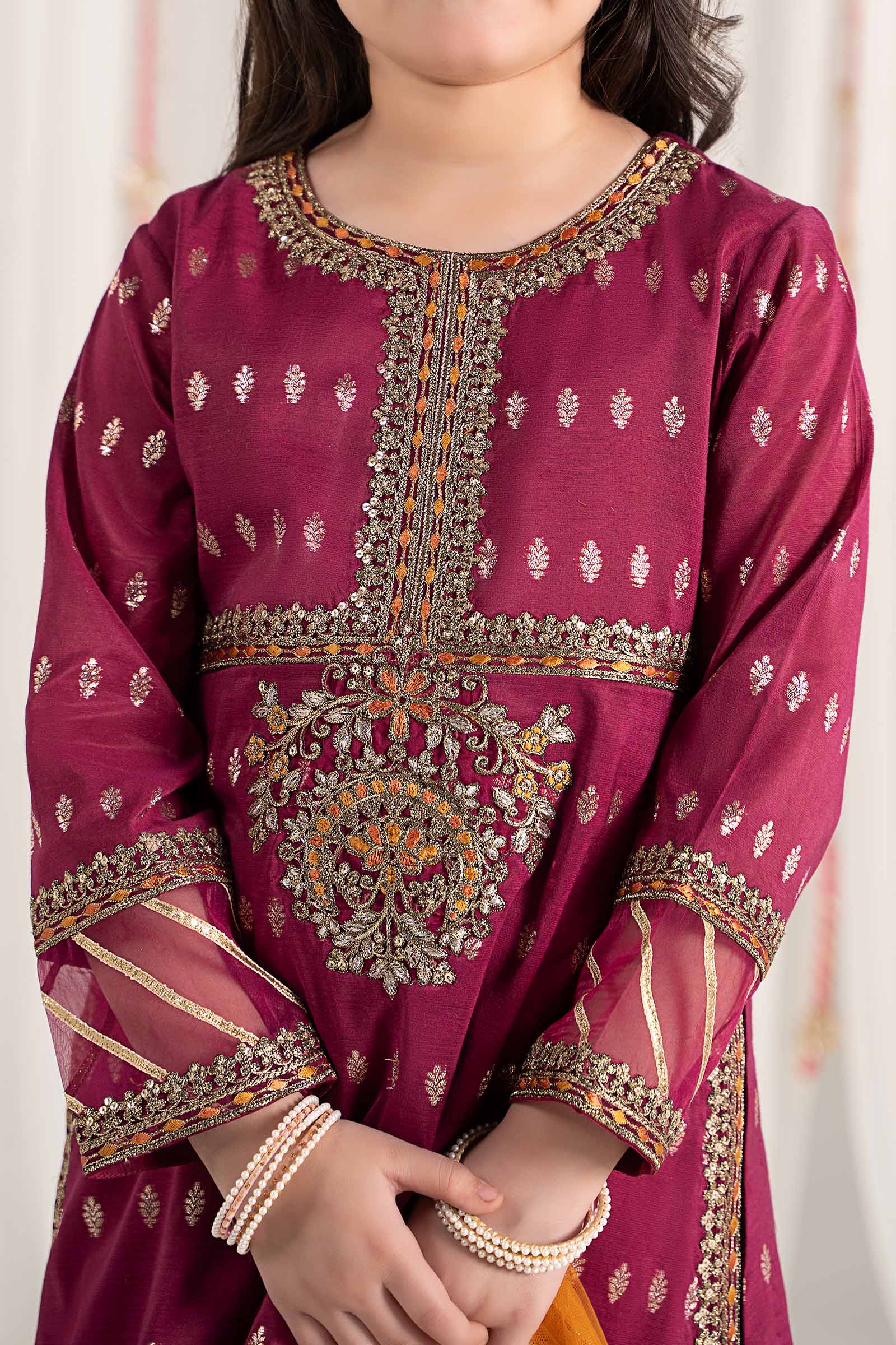 Maria B | 3 Piece Embroidered Raw Silk Suit | MKS-EF25-30 - Libasekhas