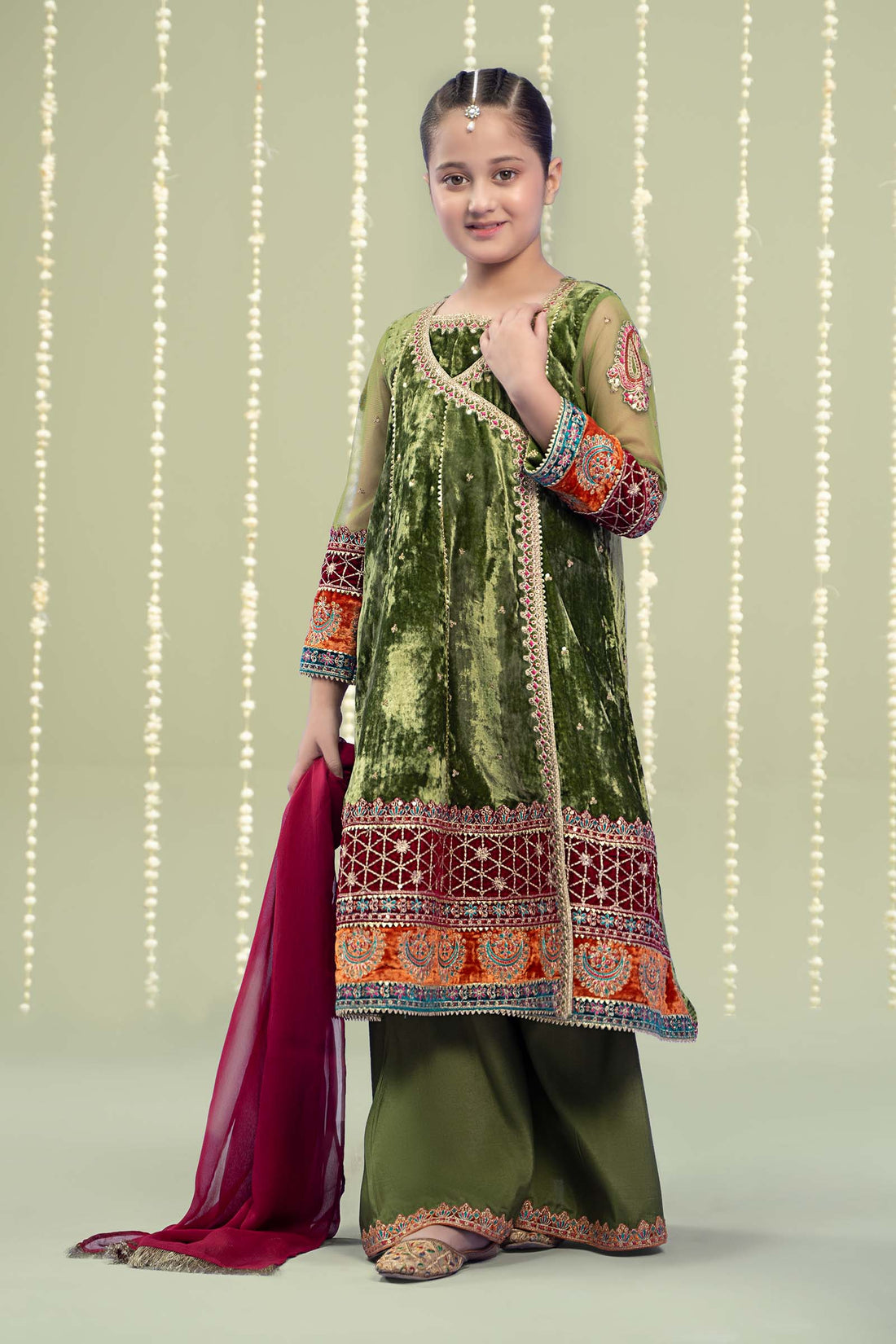 Maria B | 3 Piece Embroidered Velvet Suit | MKS-W24-15 - House Of Zarish