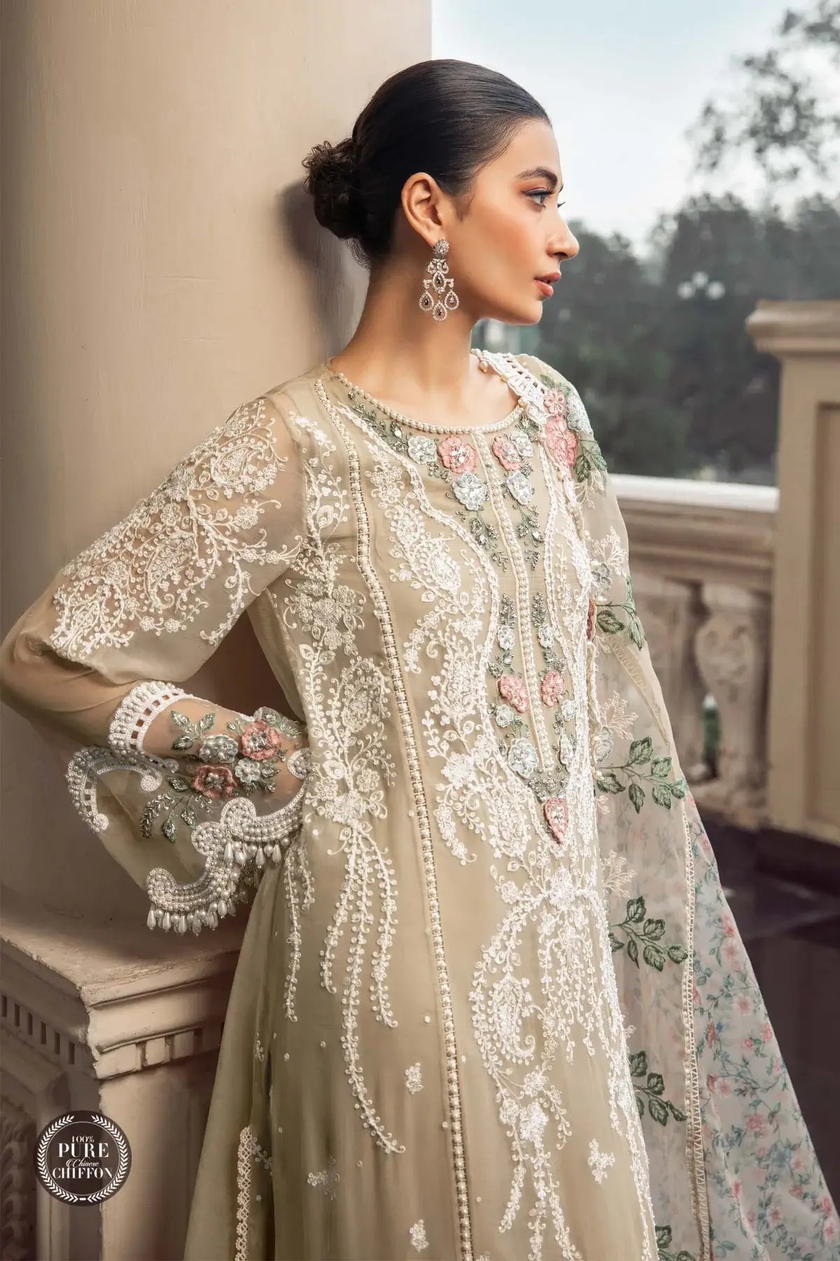 Maria B | Luxury Chiffon Collection | Coffee - House Of Anaya