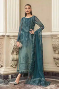 Maria B | Luxury Chiffon Collection | Teal Blue - House Of Anaya