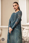 Maria B | Luxury Chiffon Collection | Teal Blue - House Of Anaya
