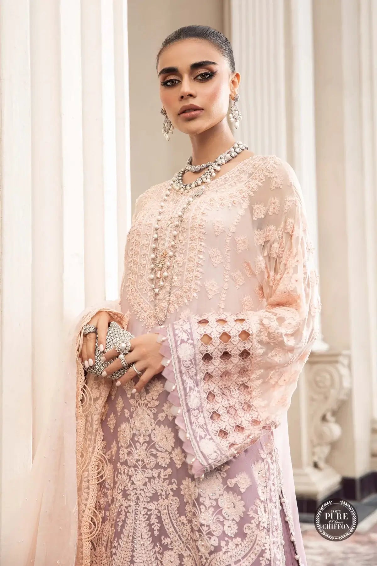 Maria B | Luxury Chiffon Collection | Lilac - House Of Anaya