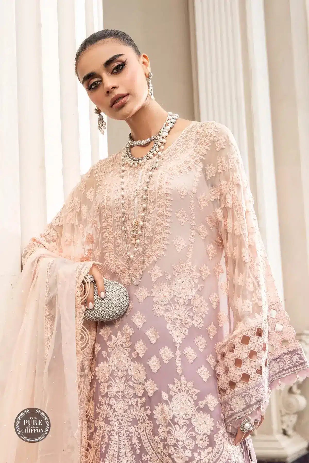 Maria B | Luxury Chiffon Collection | Lilac - House Of Anaya