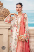 Maria B | Luxury Chiffon Collection | Cloud White Floral - House Of Anaya