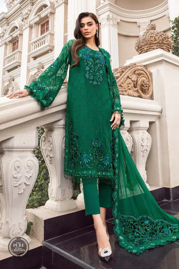 Maria B | Luxury Chiffon Collection | Emerald Green - House Of Anaya