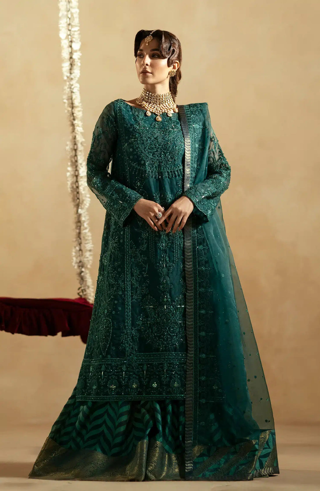 Maryum N Maria | Zamani Beghum Formals 23 | Emerald-(MW23-516) - House Of Anaya