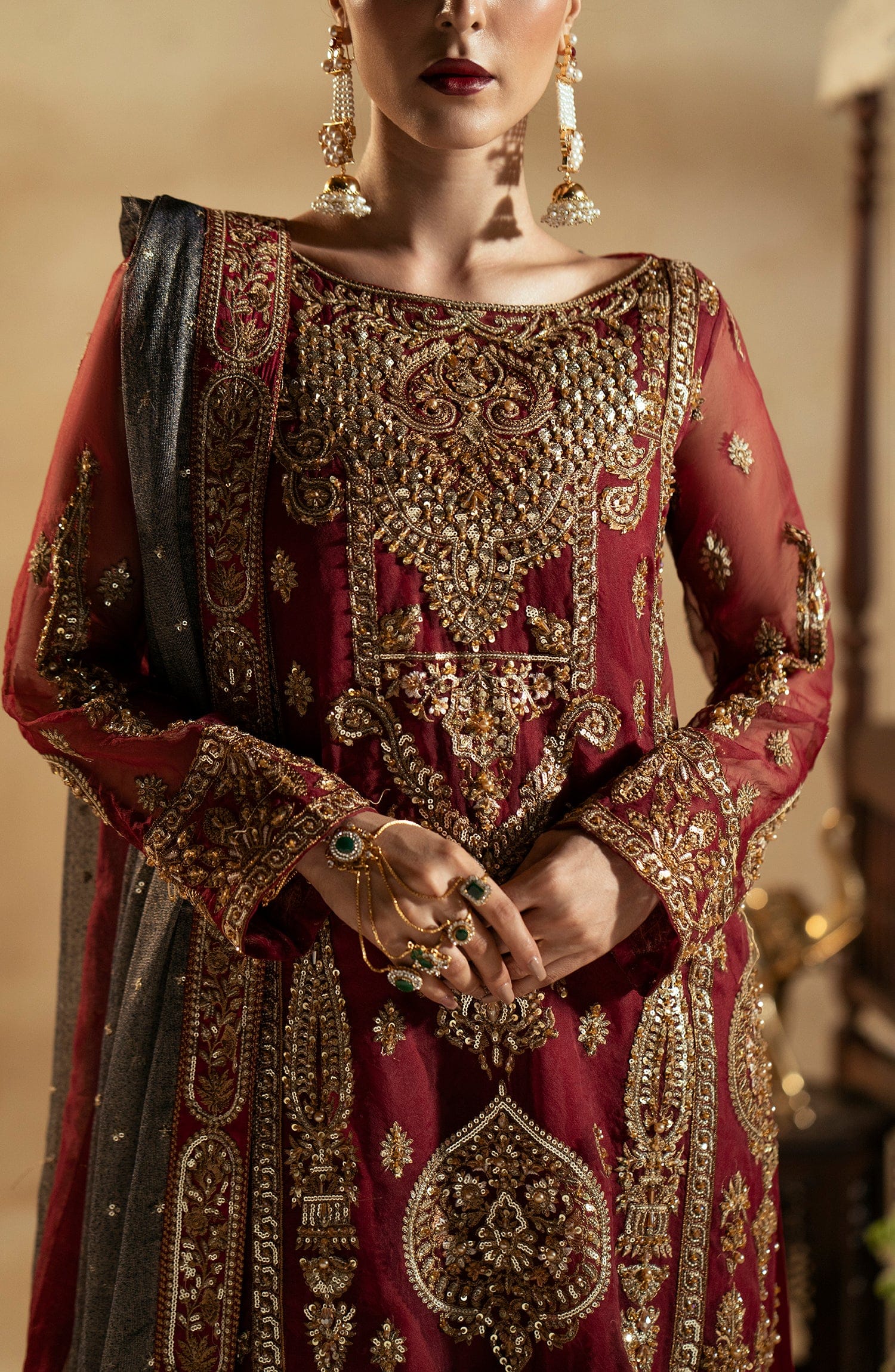 Maryum N Maria | Zamani Beghum Formals 23 | Ruby-(MW23-517) - House Of Anaya