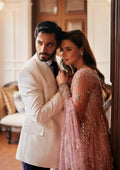 Mushq Stardust Embroidered Net Unstitched 3Pc Suit MN23-04 Luster - Riwayat-e-khas