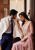 Mushq Stardust Embroidered Net Unstitched 3Pc Suit MN23-04 Luster - Riwayat-e-khas