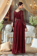 Motifz-2776-MAROON EMBROIDERED SILK NET FABRIC - Riwayat-e-khas