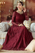 Motifz-2776-MAROON EMBROIDERED SILK NET FABRIC - Riwayat-e-khas