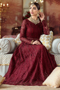 Motifz-2776-MAROON EMBROIDERED SILK NET FABRIC - Riwayat-e-khas