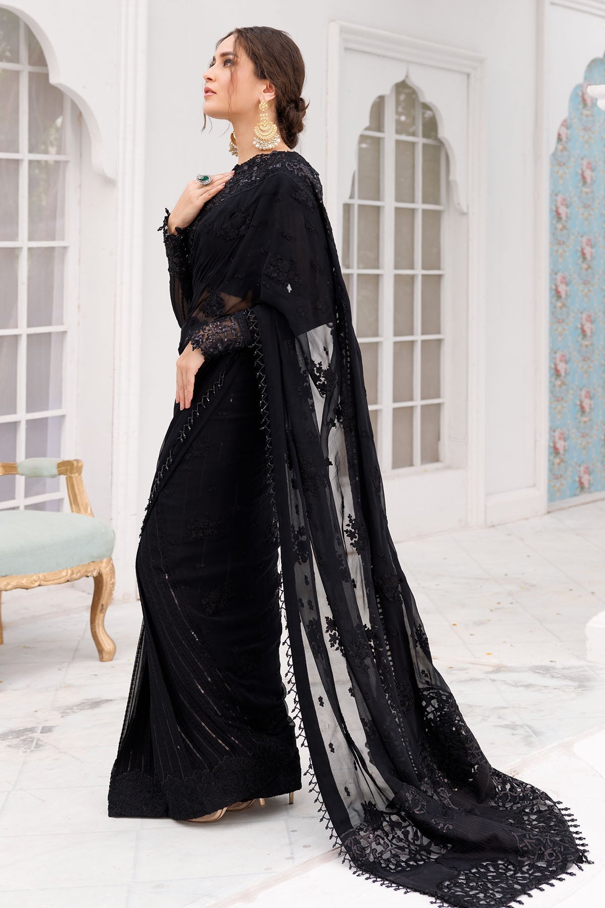 Motifz-3463-OPAL EMBROIDERED BEMBERG CHIFFON - Riwayat-e-khas