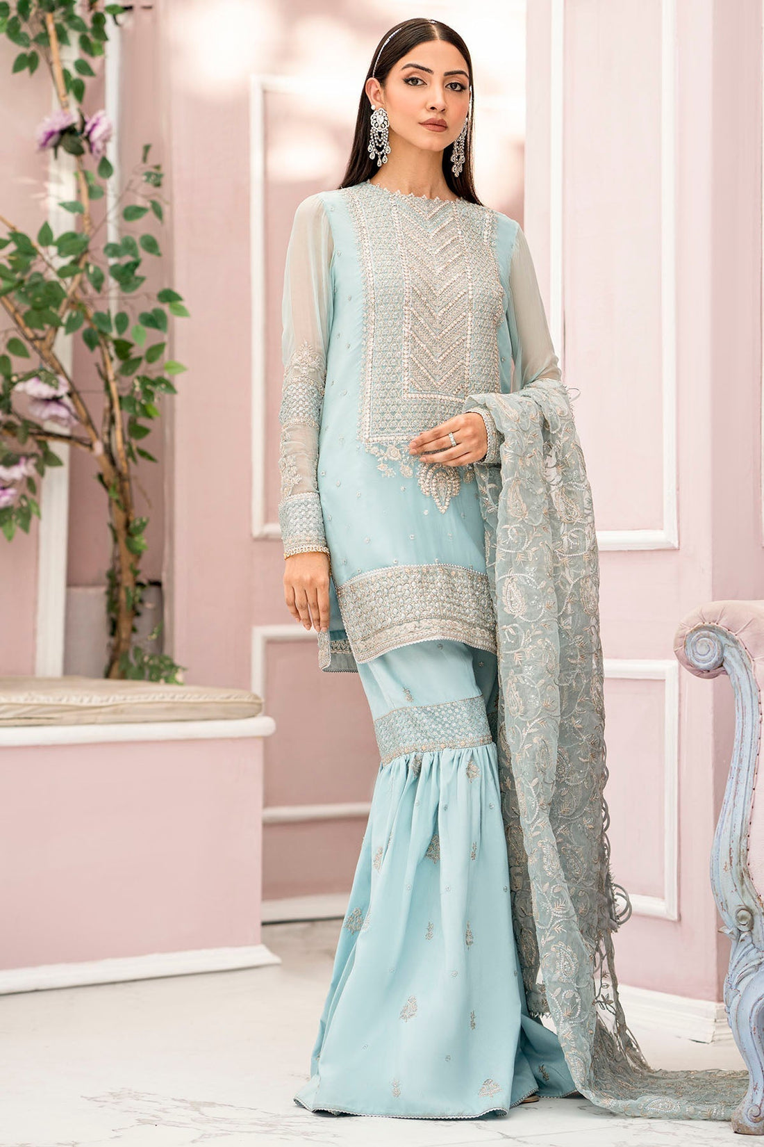 Motifz-4112-ZEL EMBROIDERED BEMBERG CHIFFON - Riwayat-e-khas