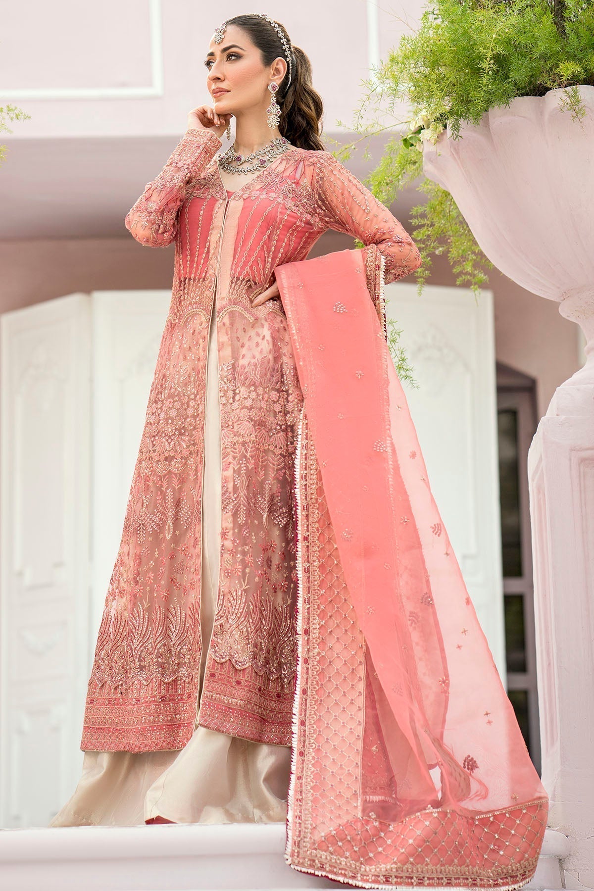 Motifz-4114-AVLEY EMBROIDERED SILK NET - Riwayat-e-khas