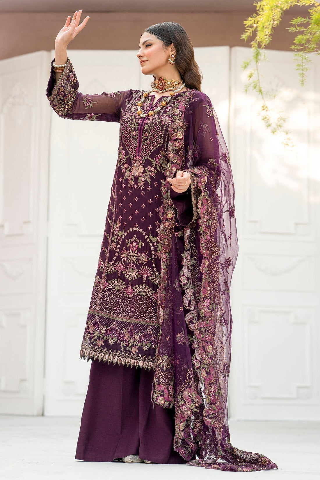 Motifz-4118-CLAUDIA EMBROIDERED BEMBERG CHIFFON - Riwayat-e-khas