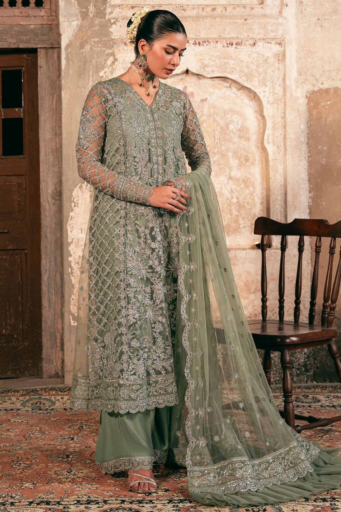 Motifz | EMBROIDERED SILK NET | 4822-ALAMZAIB