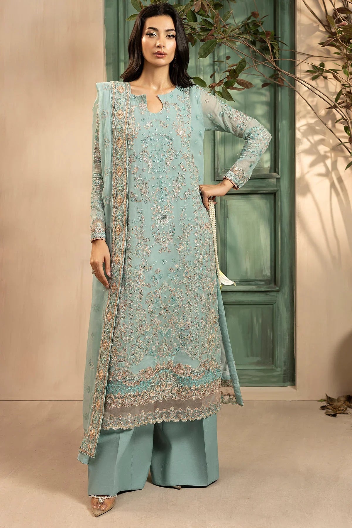 Motifz | EMBROIDERED CRINKLE CHIFFON | 5574-FLORA