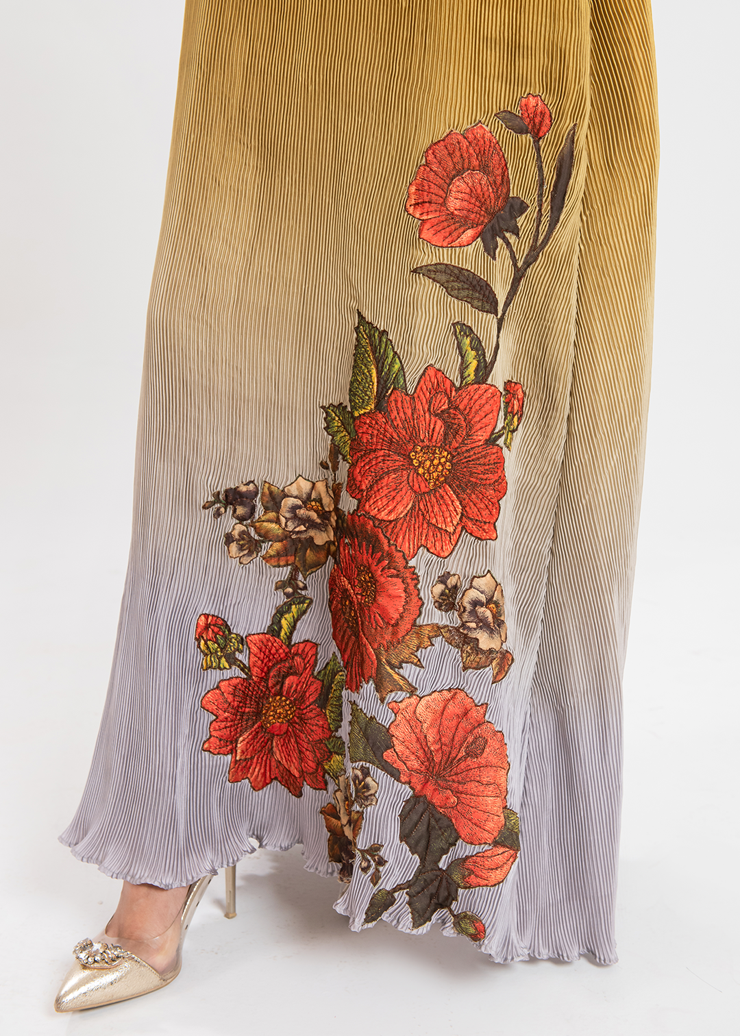 Maria Osama Khan | Claire Pleated Silk | Honeycomb - House Of Anaya