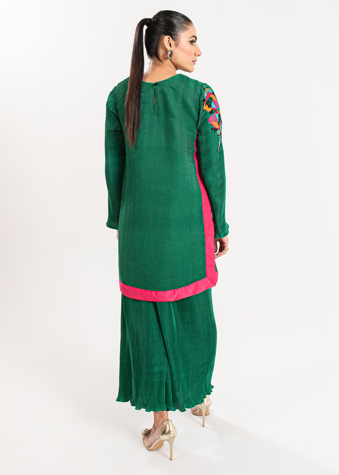 Maria Osama Khan | Claire Pleated Silk | Ivy - House Of Anaya