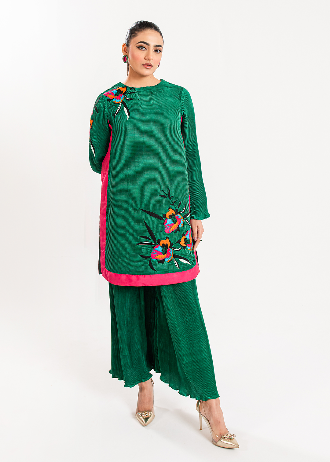 Maria Osama Khan | Claire Pleated Silk | Ivy - House Of Anaya