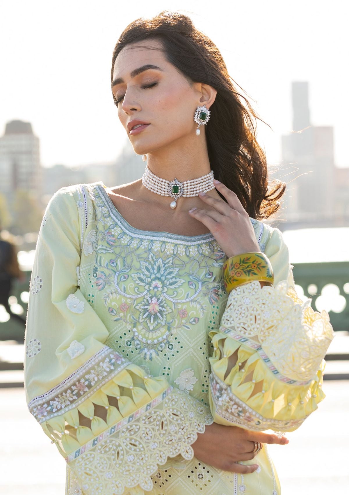 Meem | Luxury Eid Lawn 24 | MD-08 YELLOW - House of Zarish