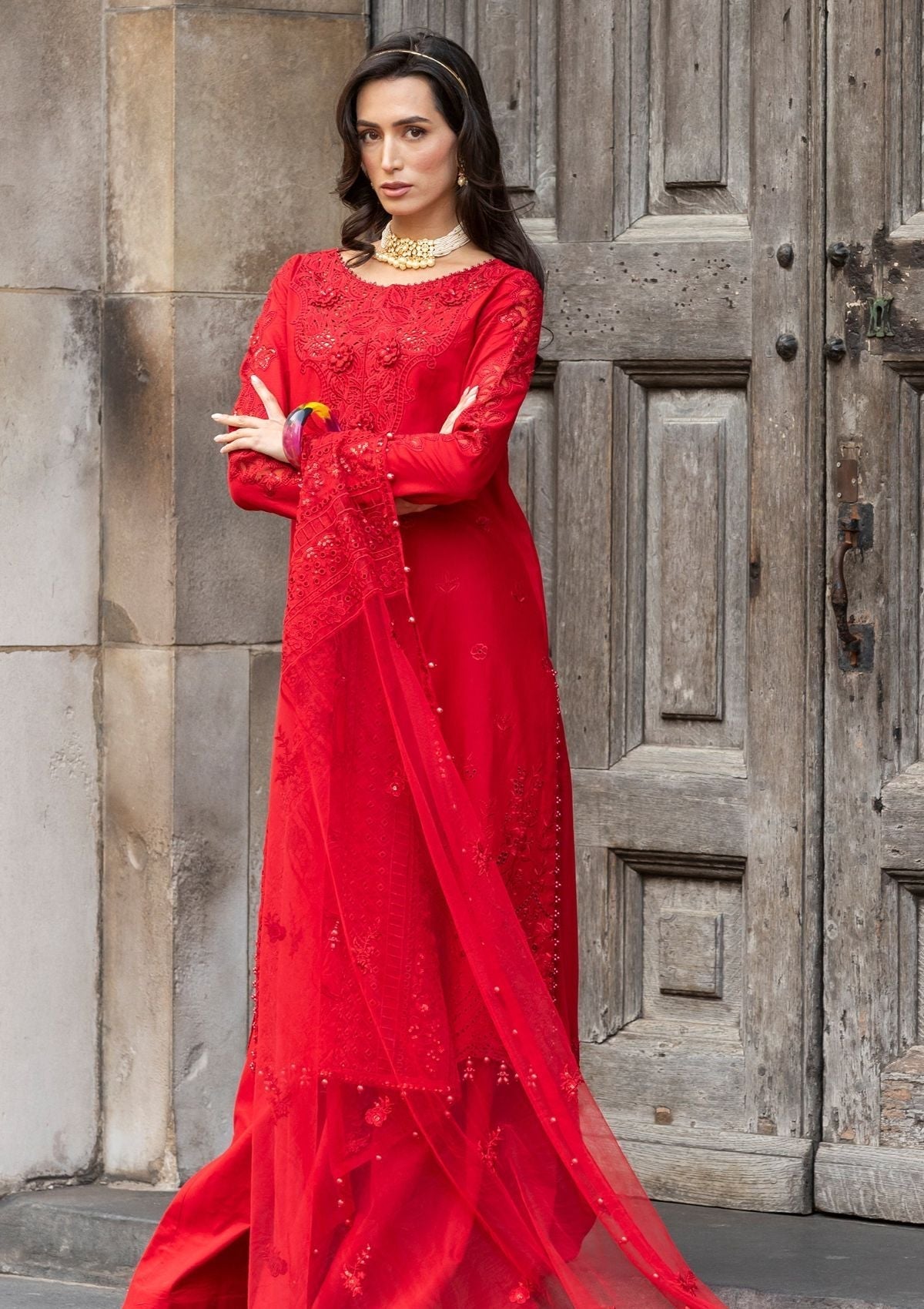 Meem | Luxury Eid Lawn 24 | MD-10 RED - House of Zarish