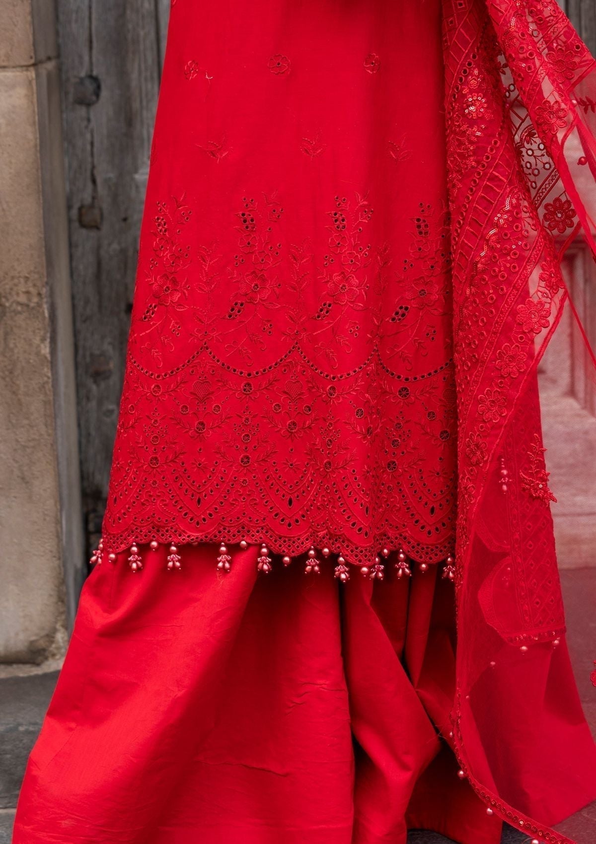 Meem | Luxury Eid Lawn 24 | MD-10 RED - House of Zarish