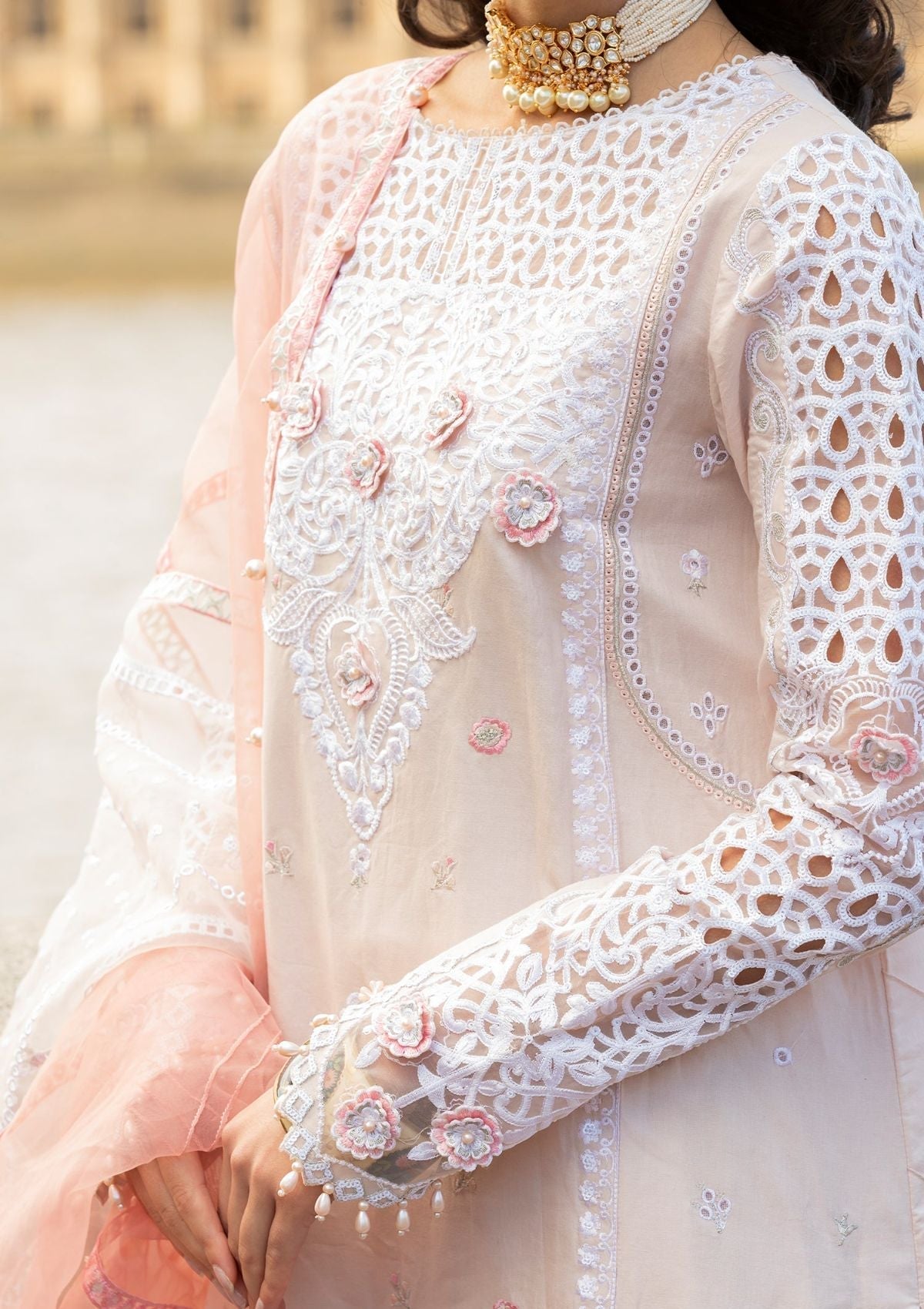 Meem | Luxury Eid Lawn 24 | MD-02 LIGHT PINK - House of Zarish