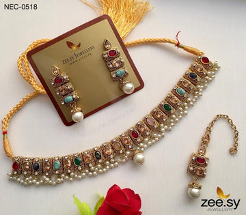 Gems Necklace-0518 - House Of Zarish