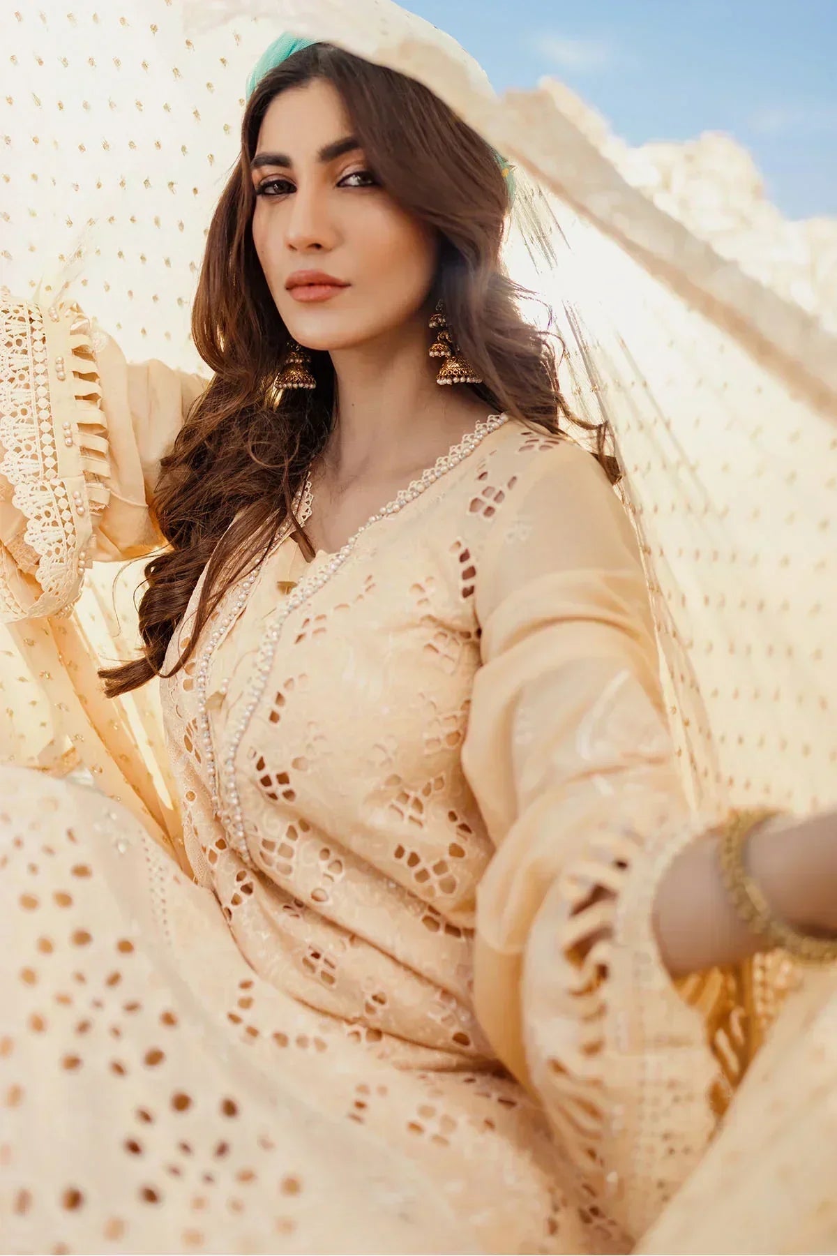 Nureh | Sehra Swiss Voil Lawn | FEROCE - NE-74 - House Of Anaya