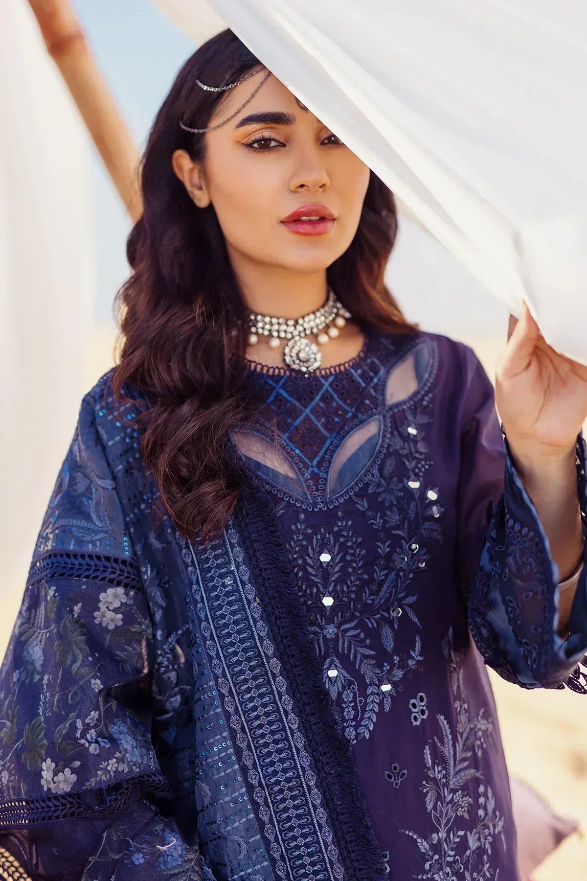 Nureh | Sehra Swiss Voil Lawn | NILE BLUE - NE-77 - House Of Anaya