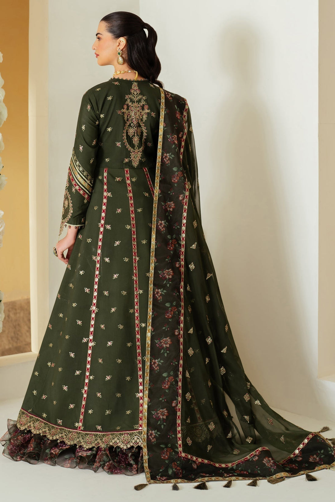 Alizeh | Luxury Raw Silk | AF-RS-03-PINE - House Of Anaya