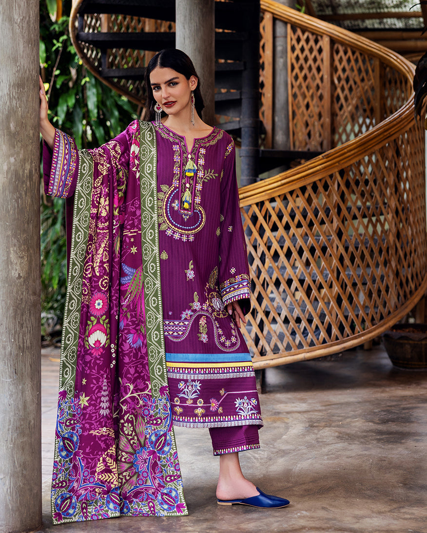 Mushq | Hemline Karandi | Plum Swirl