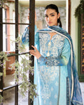 Roheenaz | Flora Printed Lawn | Azure - House of Zarish