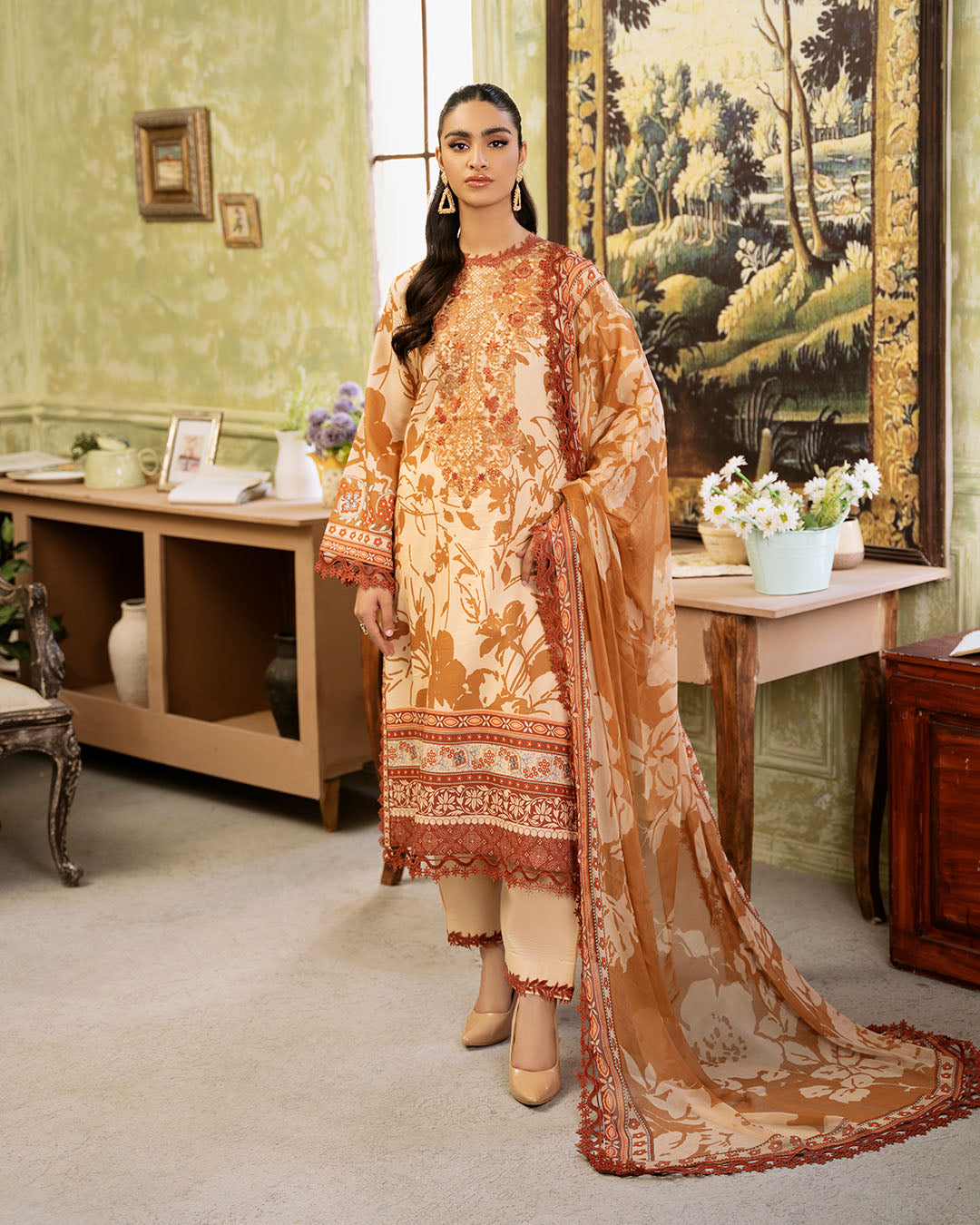Roheenaz | Flora Printed Lawn | Harmonia - House of Zarish