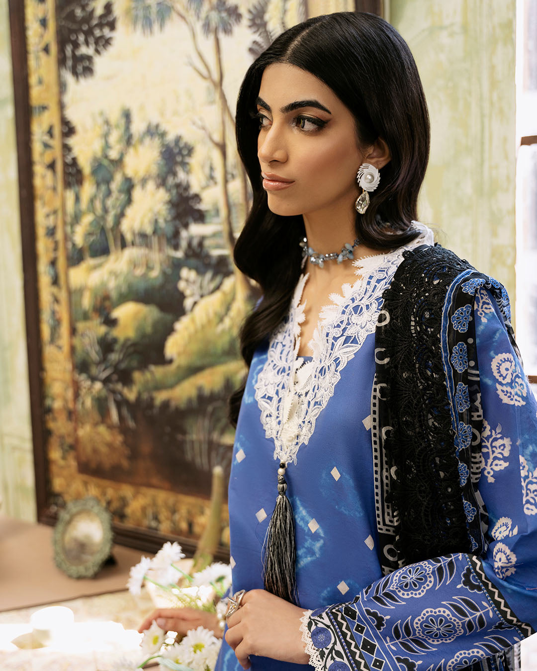 Roheenaz | Flora Printed Lawn | Ember - House of Zarish