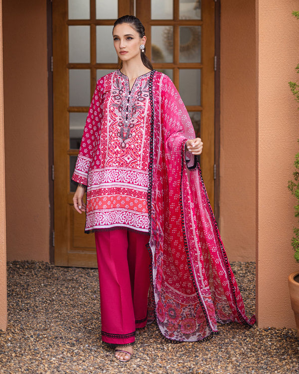 Roheenaz | Azalea Printed Lawn 24 | Coral Cascade - House of Zarish