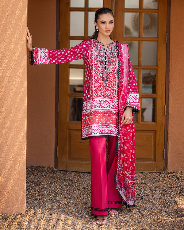 Roheenaz | Azalea Printed Lawn 24 | Coral Cascade - House of Zarish