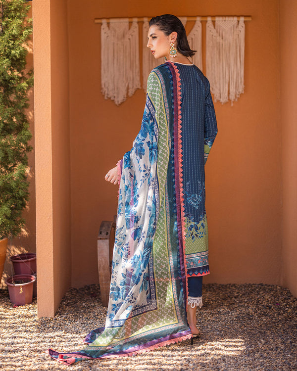 Roheenaz | Azalea Printed Lawn 24 | Mirage Mesh - House of Zarish