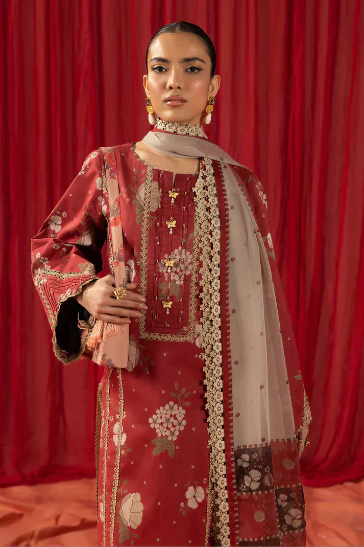 Alizeh | Sheen Lawn Prints 24 | Russet - House Of Anaya