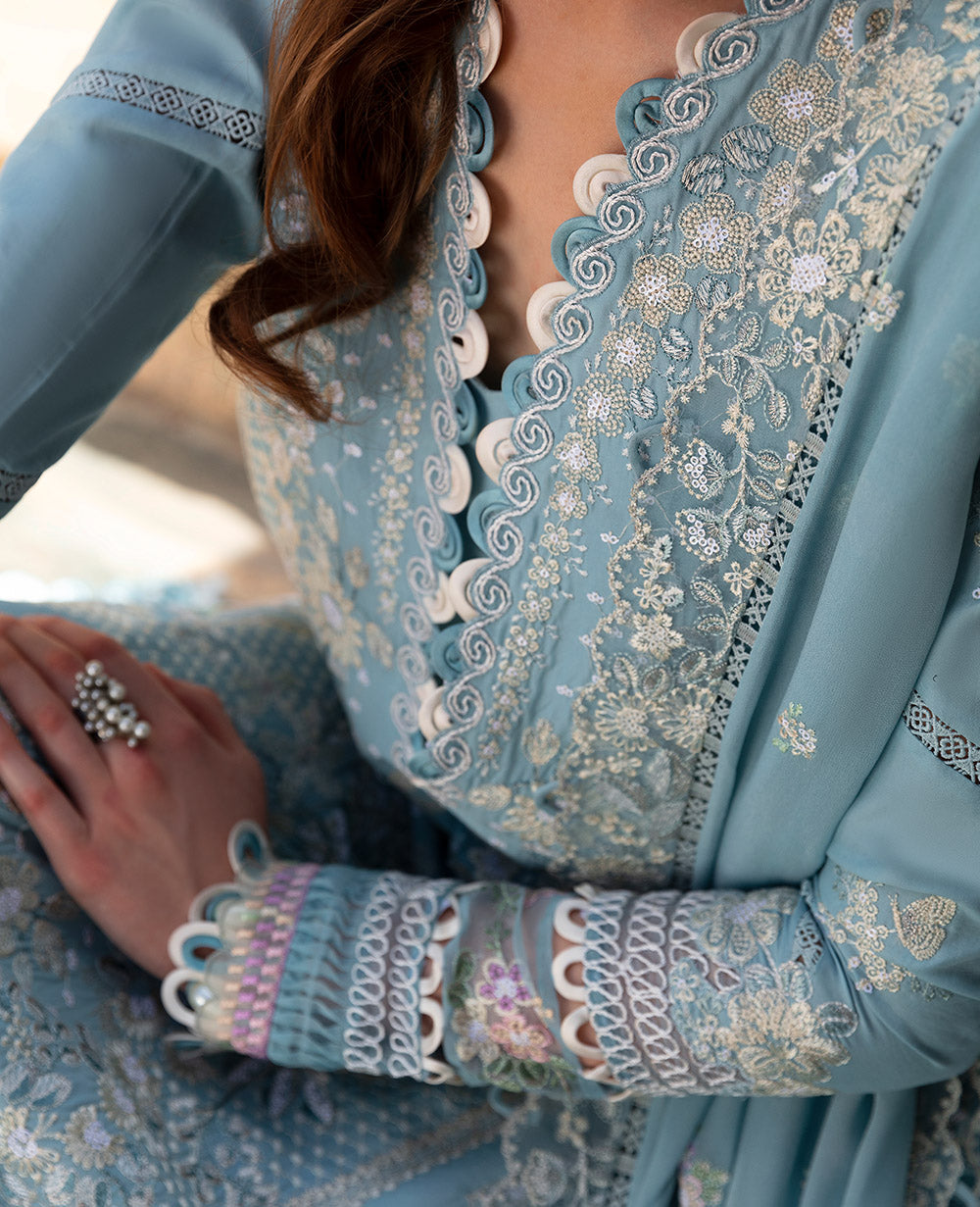Republic Womenswear | Ilana Eid Luxury Lawn | Azure - House Of Anaya