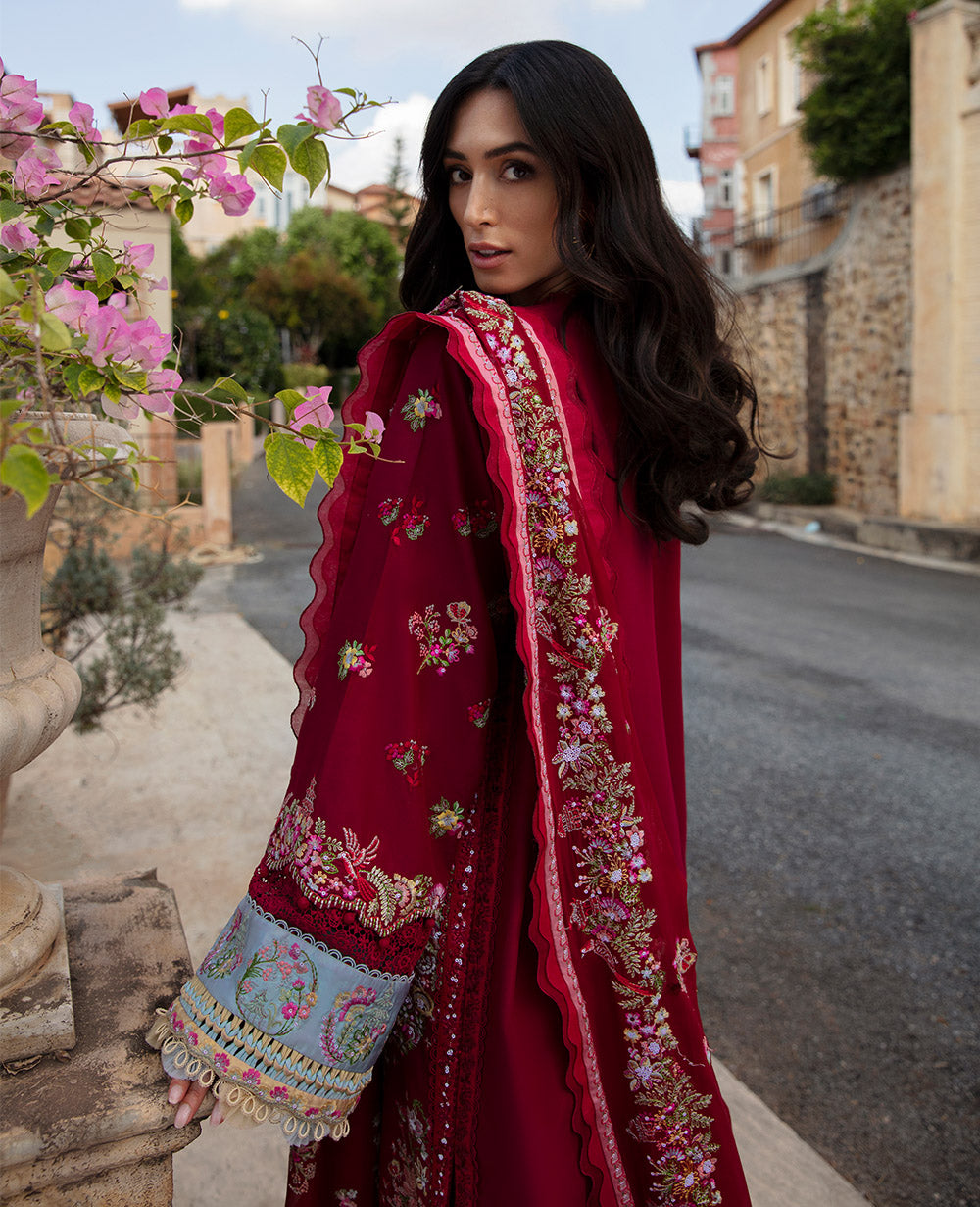 Republic Womenswear | Ilana Eid Luxury Lawn | Rouge - House Of Anaya