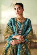 Maria B | Pre Fall Dresses | 3 Piece Embroidered Raw Silk Suit Teal Green